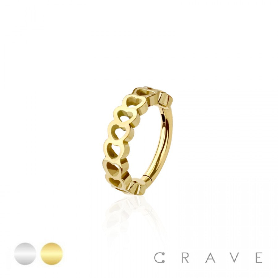 Mini Hearts 316L Surgical Steel Hinged Segment Hoop