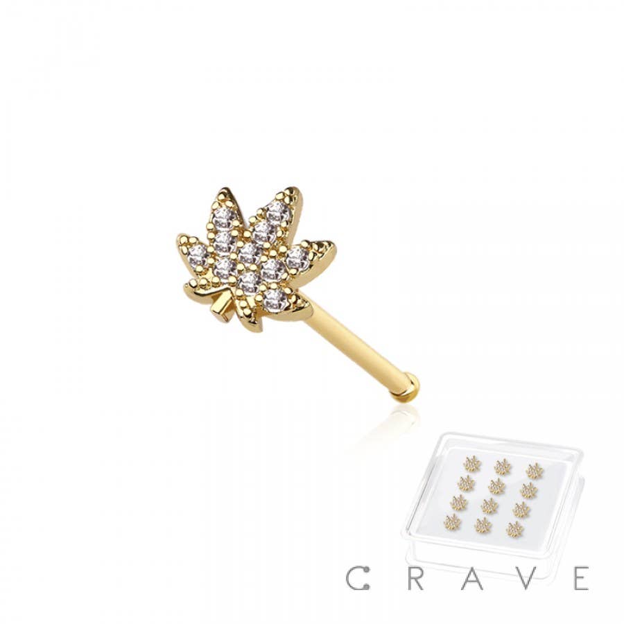 GEM Mary Jane Leaf 316L SS Nose Bone Stud