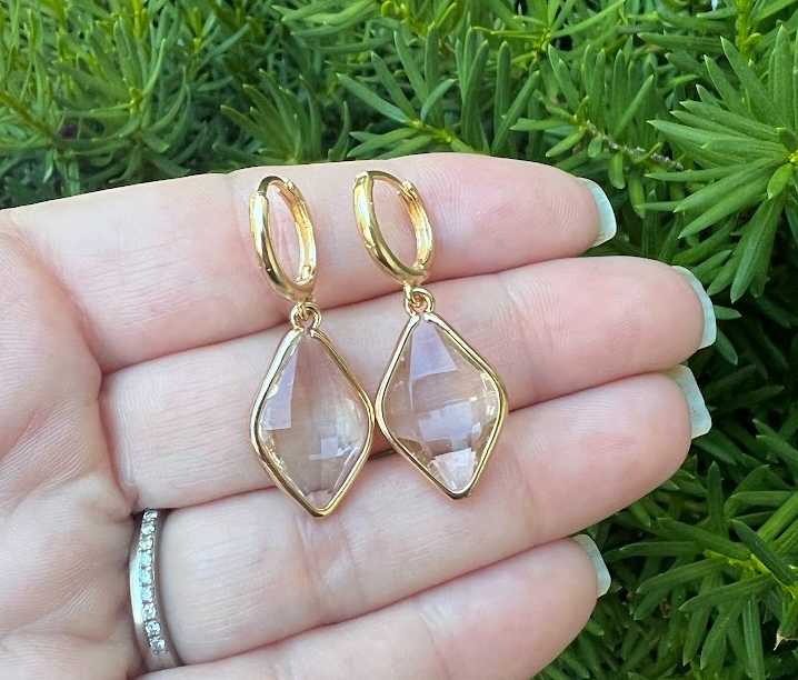 Diamond Gem Huggie Hoops
