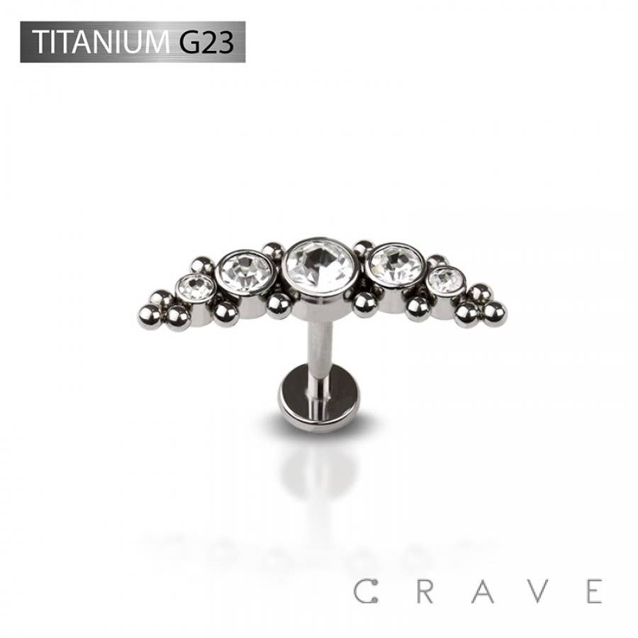 TITANIUM INTERNALLY THREADED BEAD CASCADE LABRET