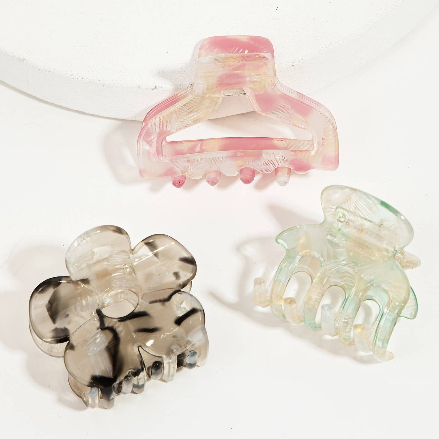 Collections by Fame Accessories - Mini Clear Acetate Hair Claw Set