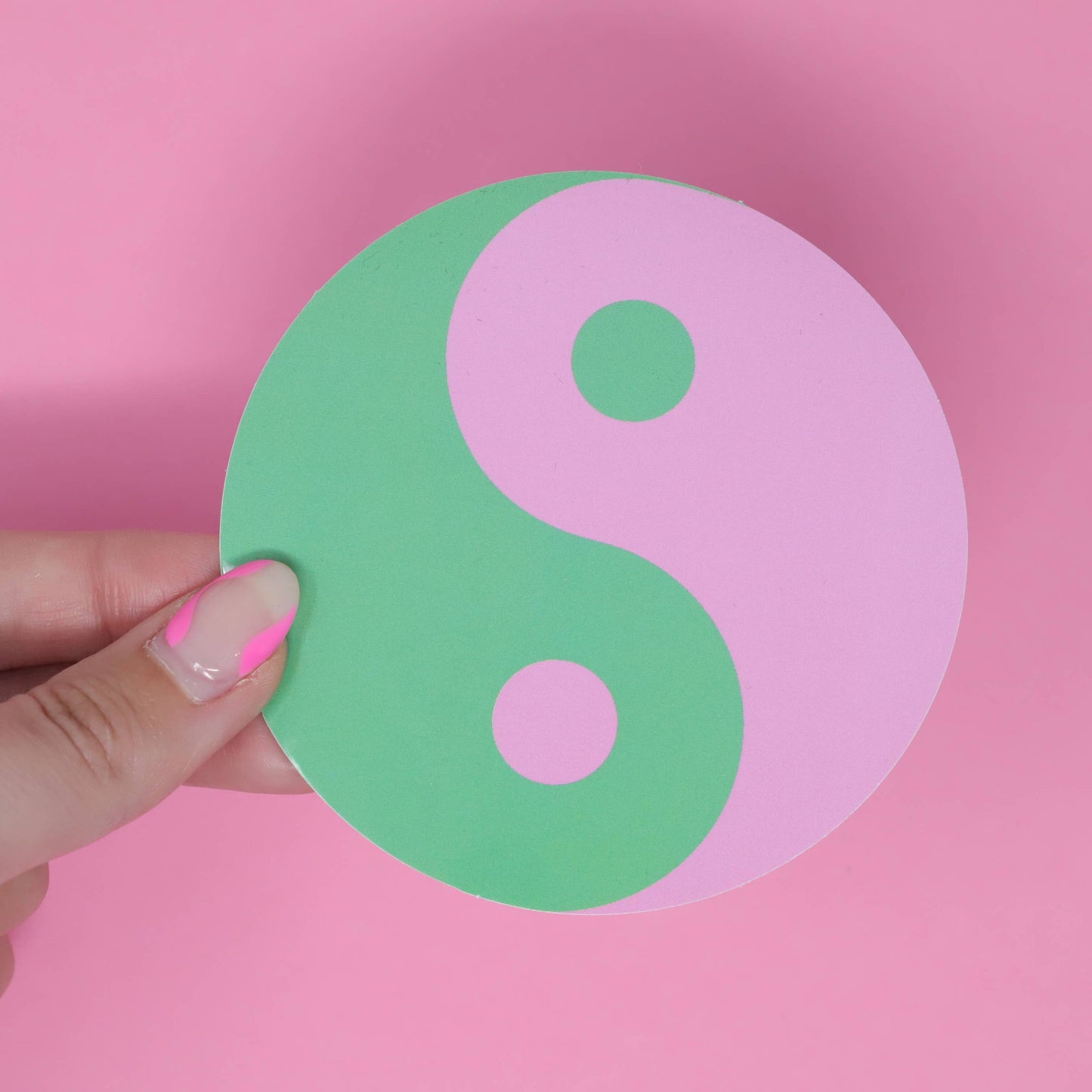 Yin Yang Pink and Green Sticker