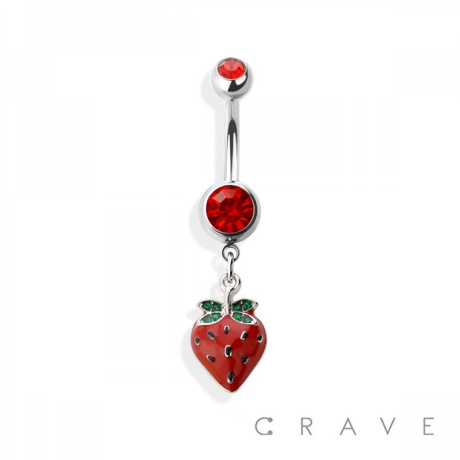 STRAWBERRY 316L SS DANGLE NAVEL RING
