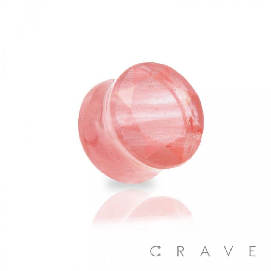 FACETED GLASS CUT DOUBLE FLARED PLUG