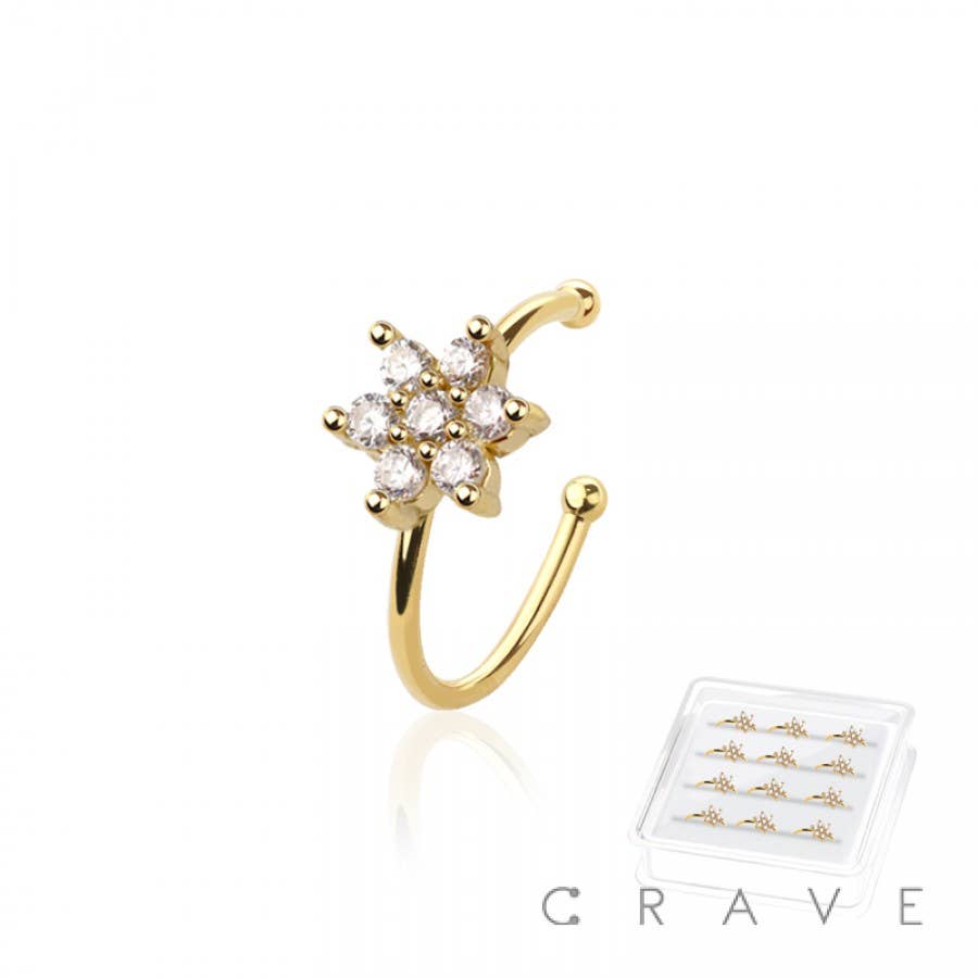 SS Flower Nose Hoop CZ -individual