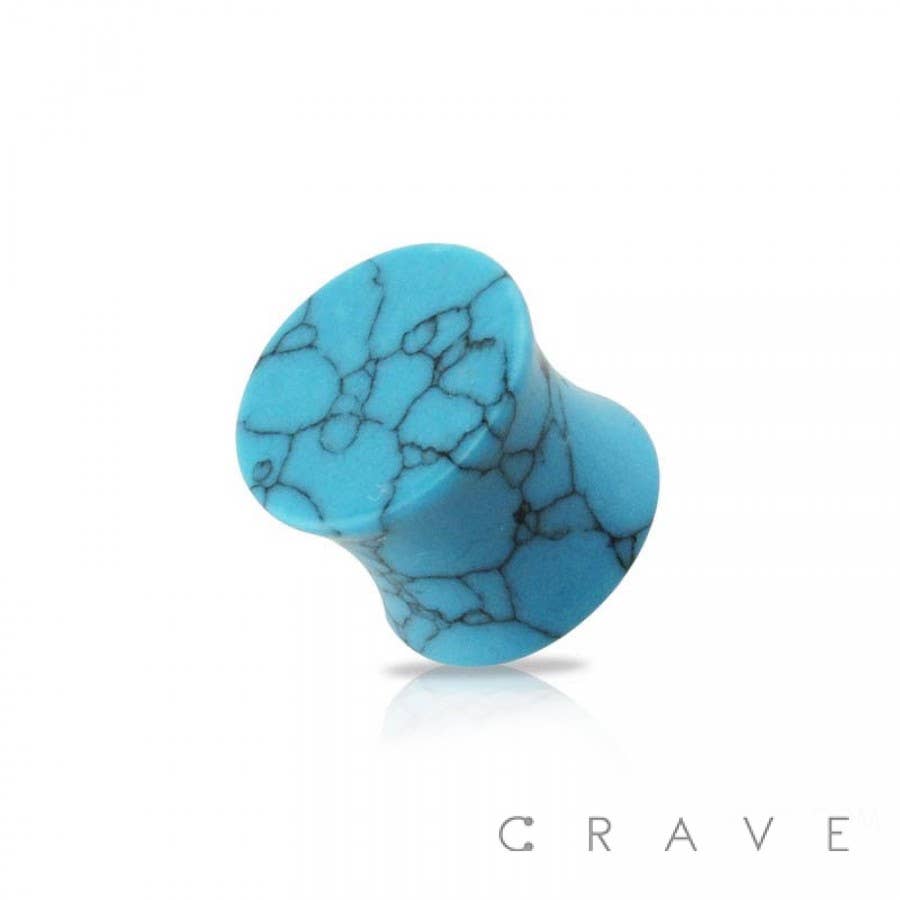 Turquoise Agate Semi Precious Stone Saddle Plugs