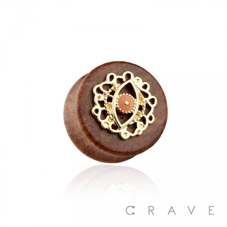 Evil Eye Tribal Solid Organic Wood Saddle Plugs