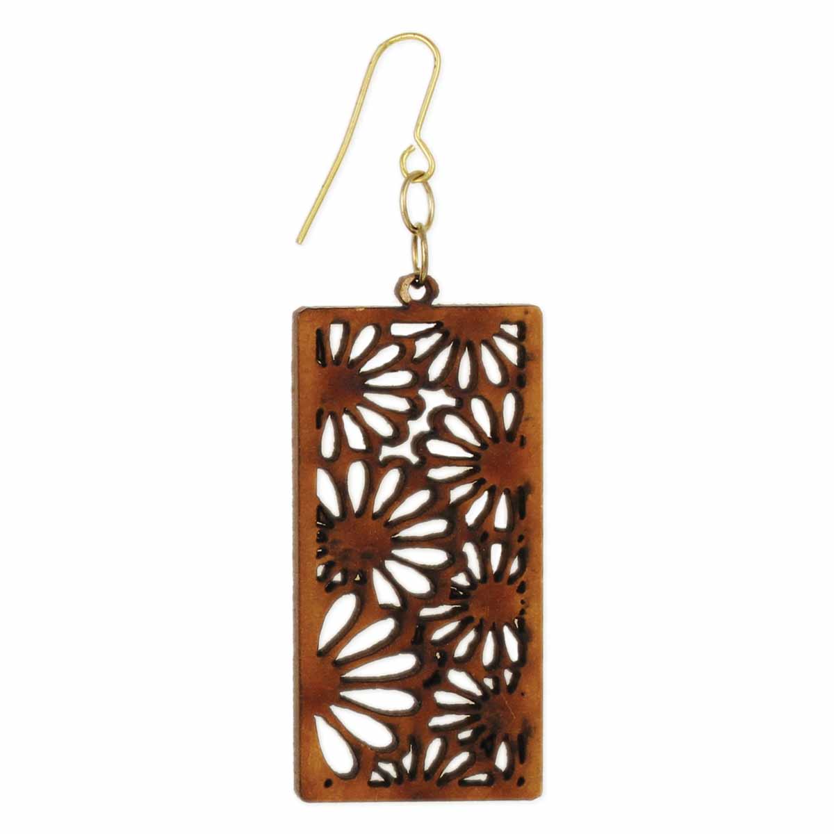Adorable Daisy Cutout Wood Earrings