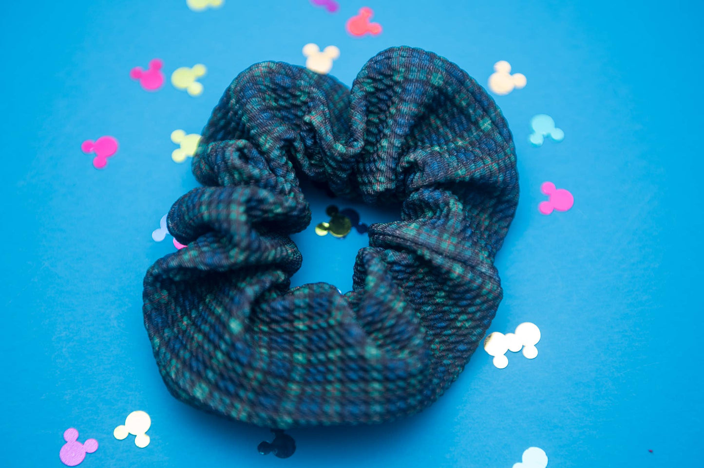 Blue and Green Plaid Flannel Scrunchie