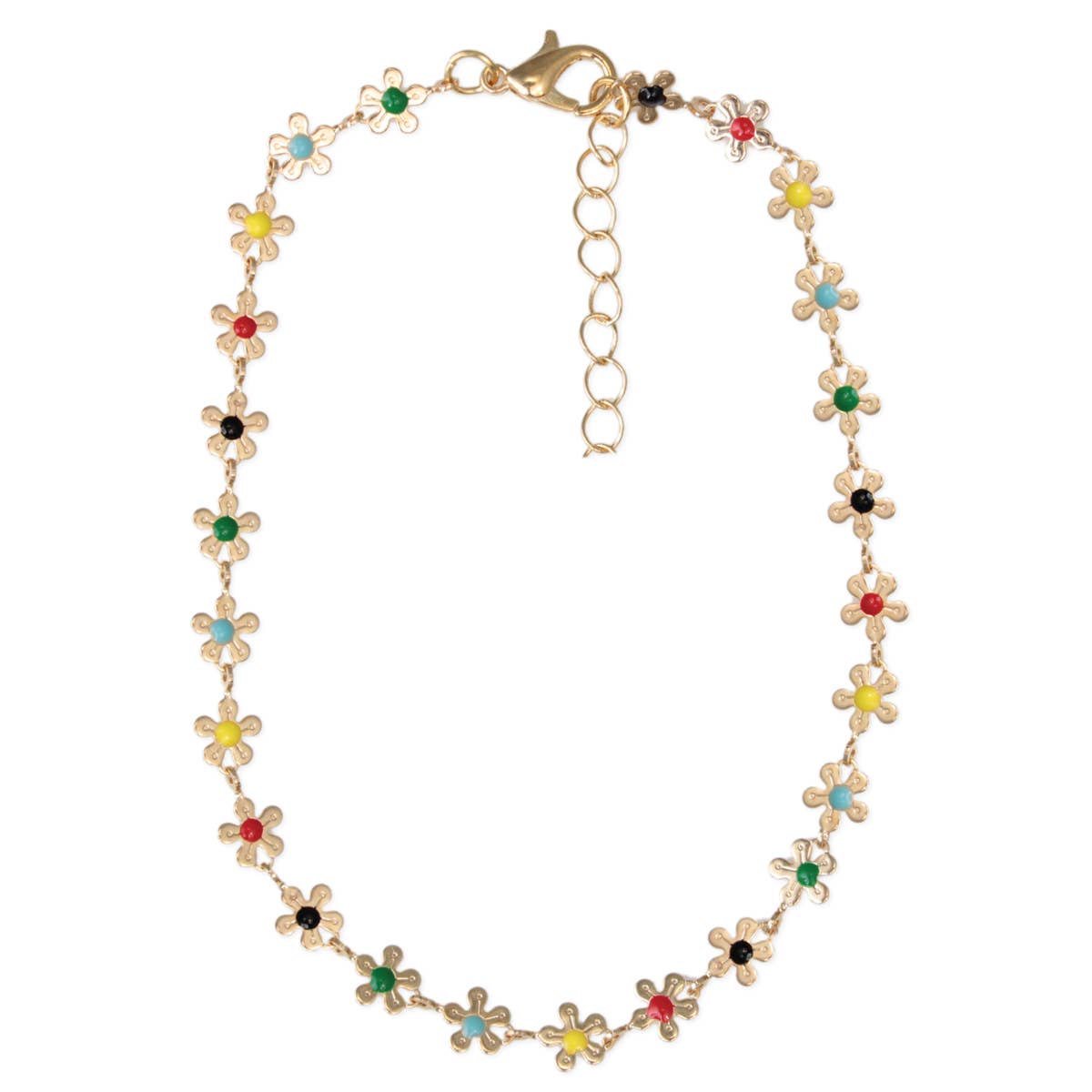 Gold Multicolor Daisy Chain Anklet