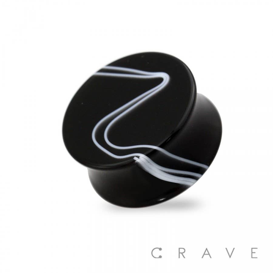 Black Marble Designed Acrylic Saddle Plugs