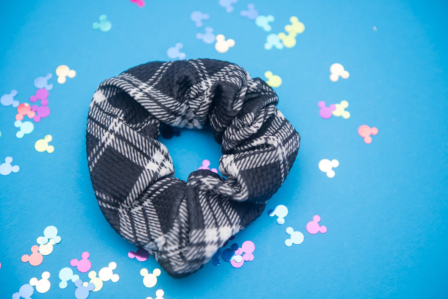 Black,White, and Green Plaid Scrunchie
