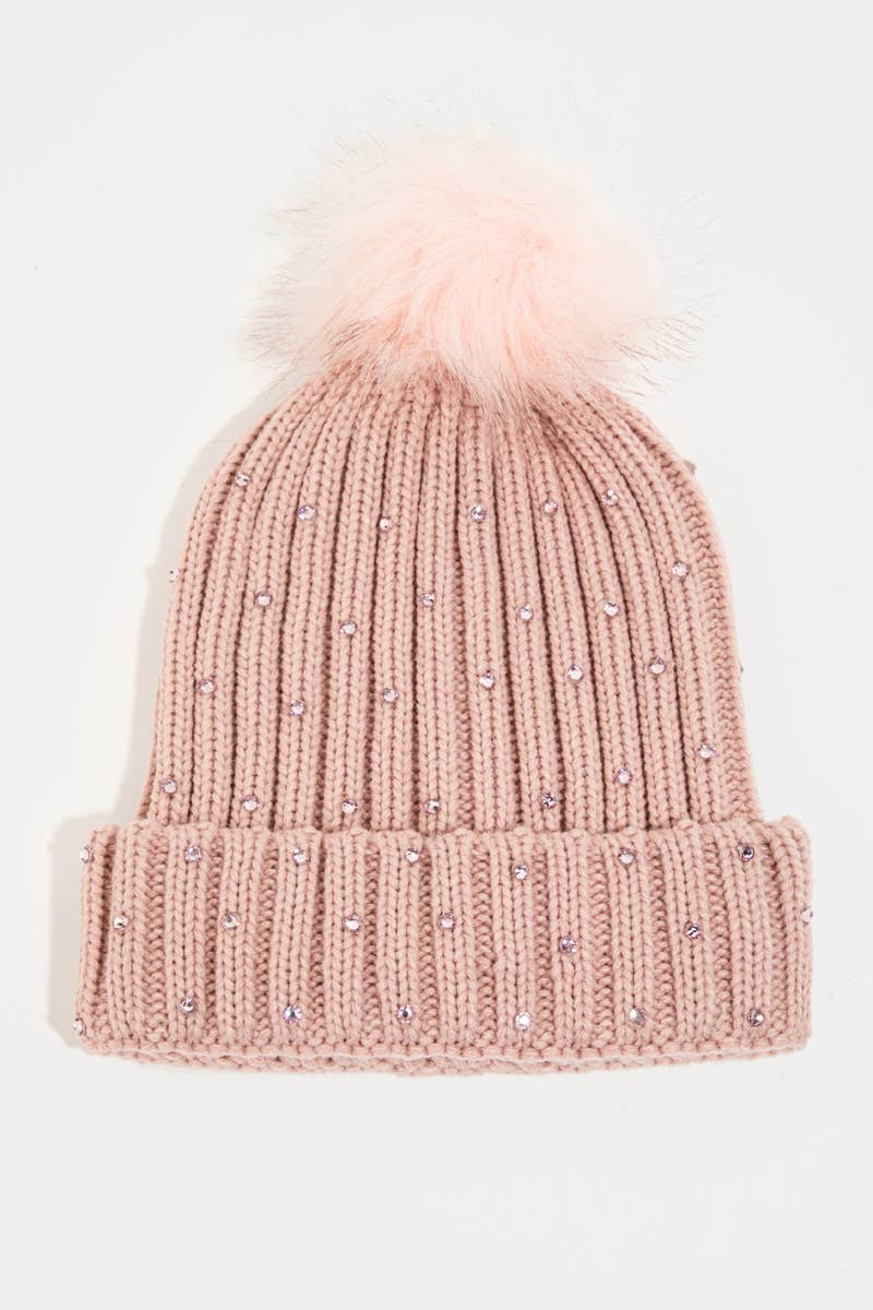 Kids Studded Ribbed Knit Beanie