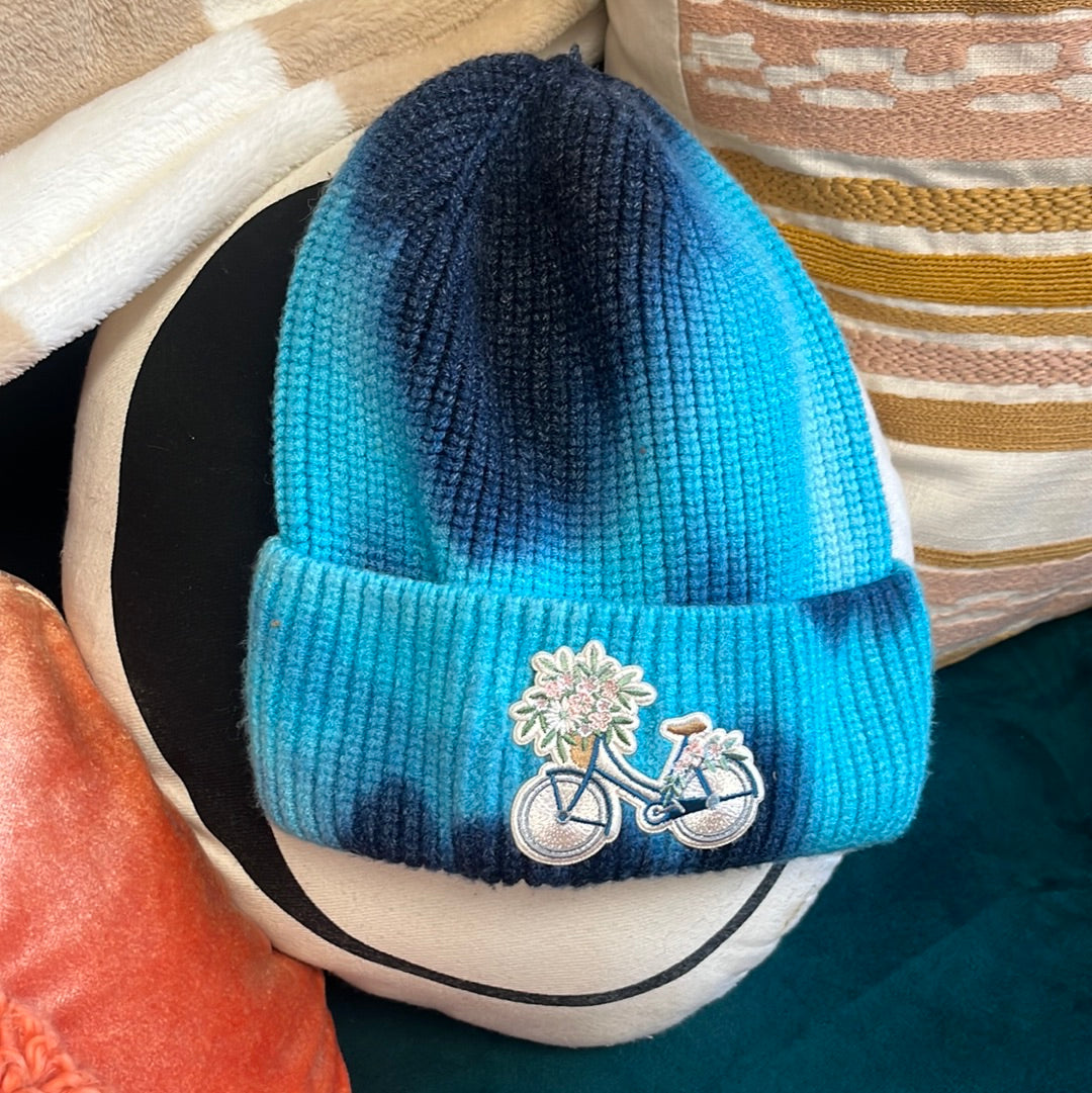 Floral Bicycle Patch Tie Dye Beanie