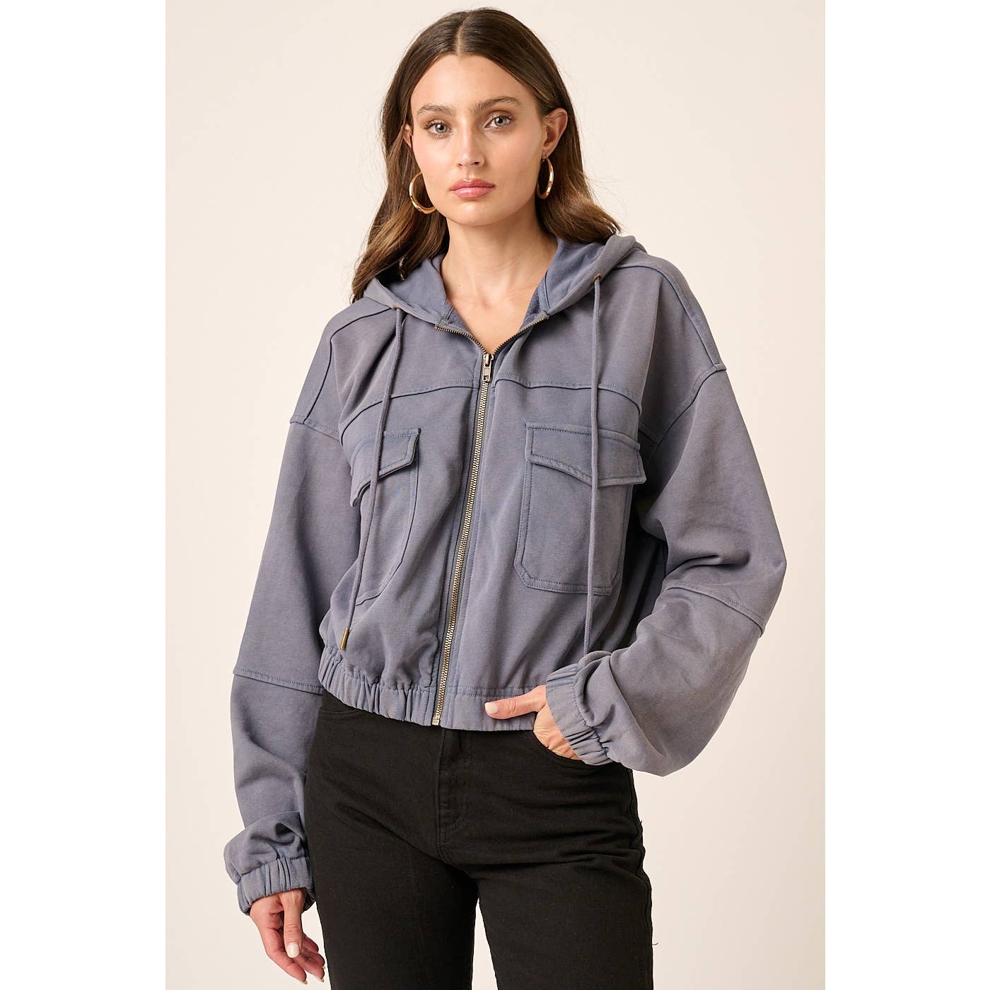 Leah-Washed French Terry Knit Jacket