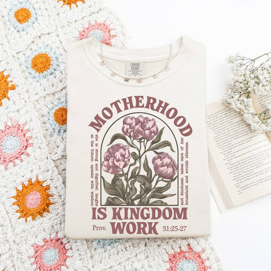 Motherhood Is Kingdom Work Floral DTF Heat Transfer