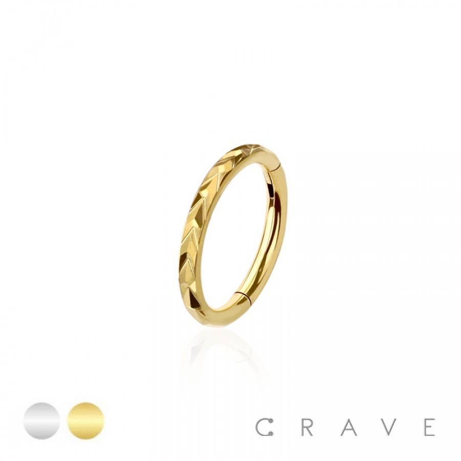 316L SURGICAL STEEL SWIRL LINES HINGED SEGMENT HOOP RING