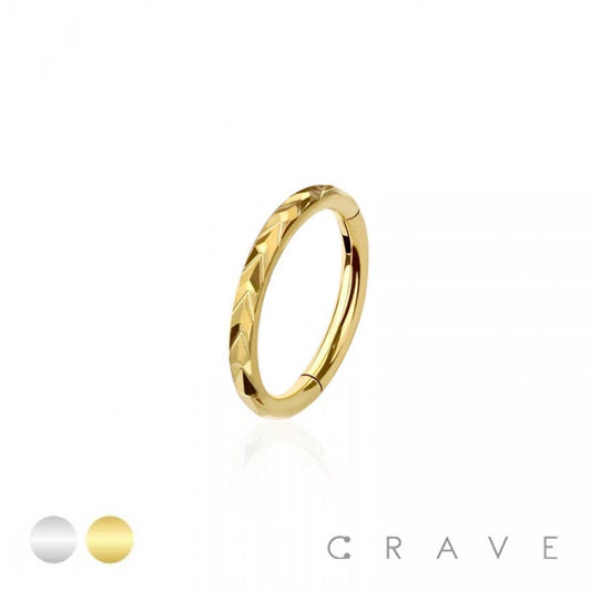 316L SURGICAL STEEL SWIRL LINES HINGED SEGMENT HOOP RING