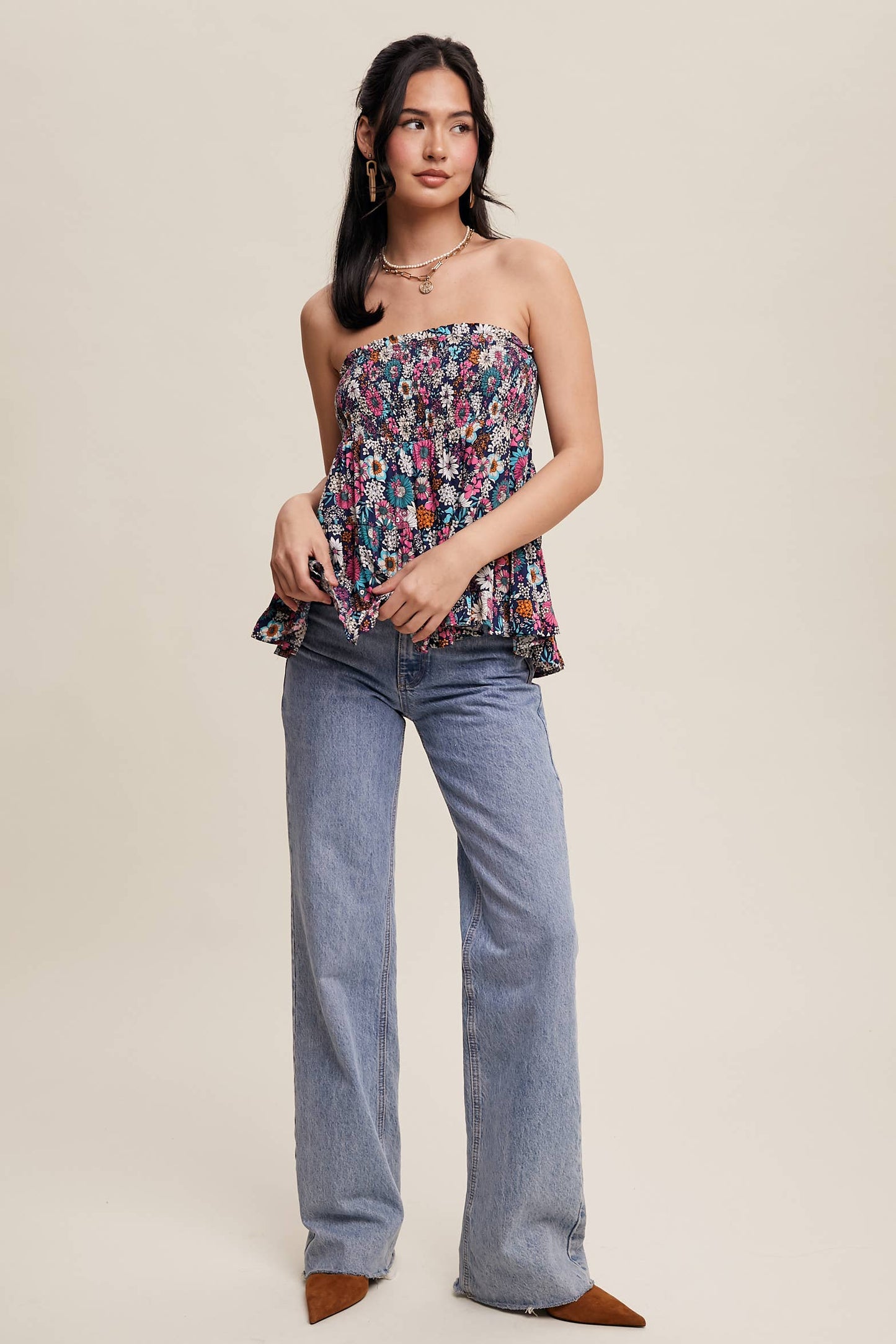 Floral Shirred Convertible Top or Skirt