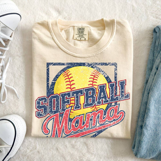 Distressed Softball Mama DTF Heat Transfer