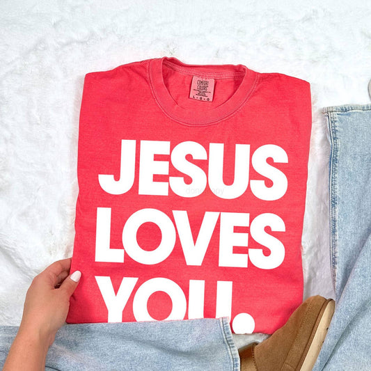 Jesus Loves You. WHITE DTF Heat Transfer
