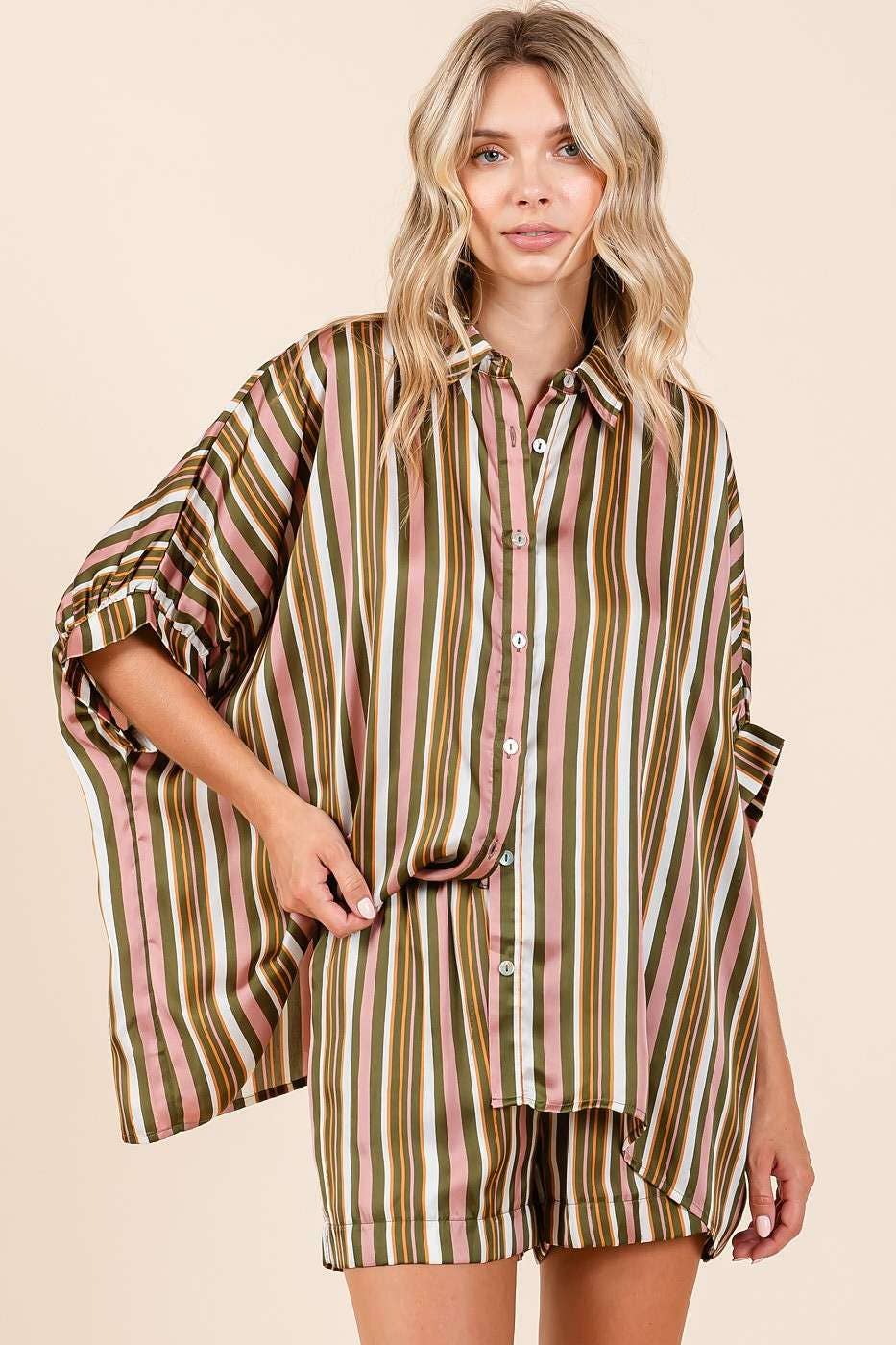 Elinda-Striped Satin Shorts