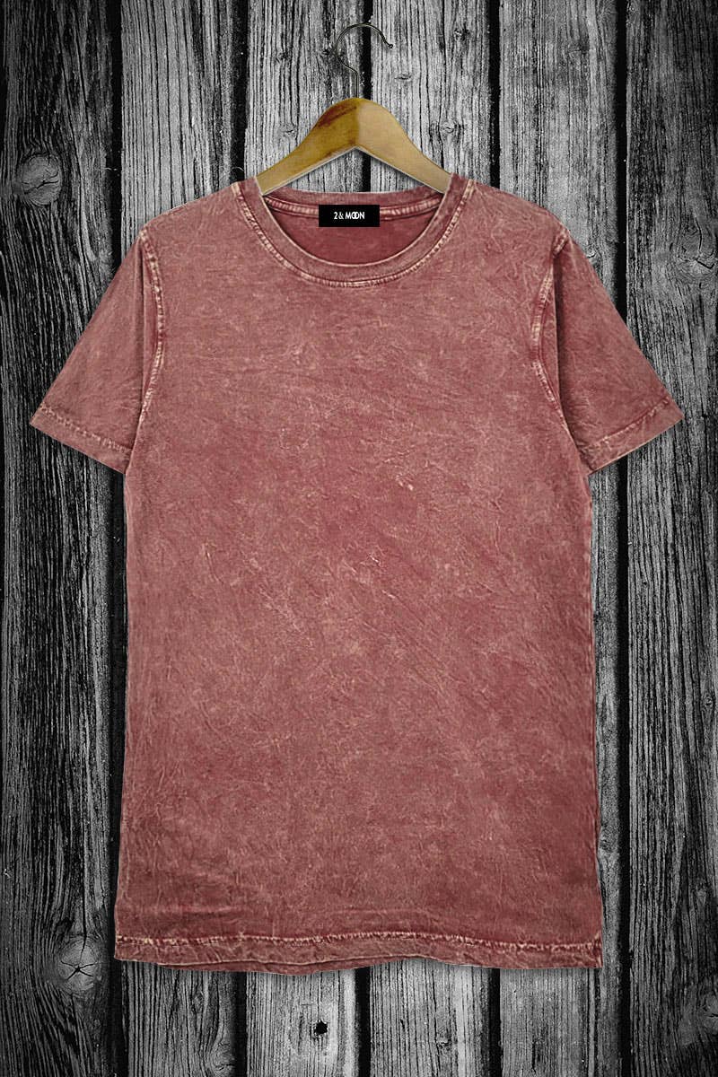 Mineral washed 100% Cotton Tee: LARGE-2 / PINK