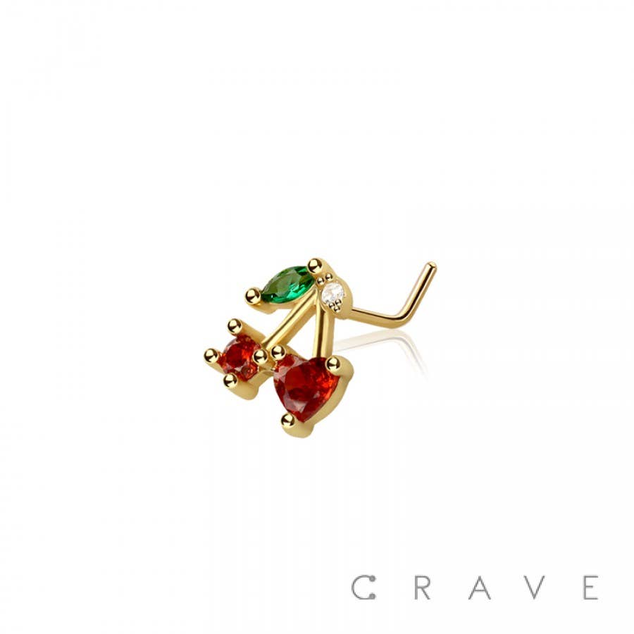 Cherry Bomb-Gold L Shaped Nose Ring