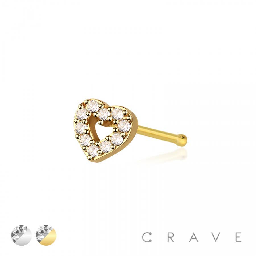 Snazzy Heart Gemstone Nose Bone Ring