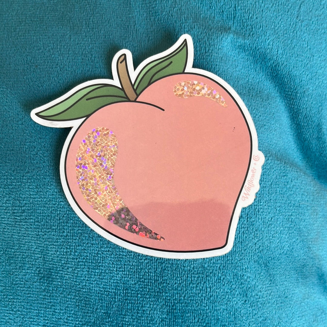 Holographic Peach Sticker