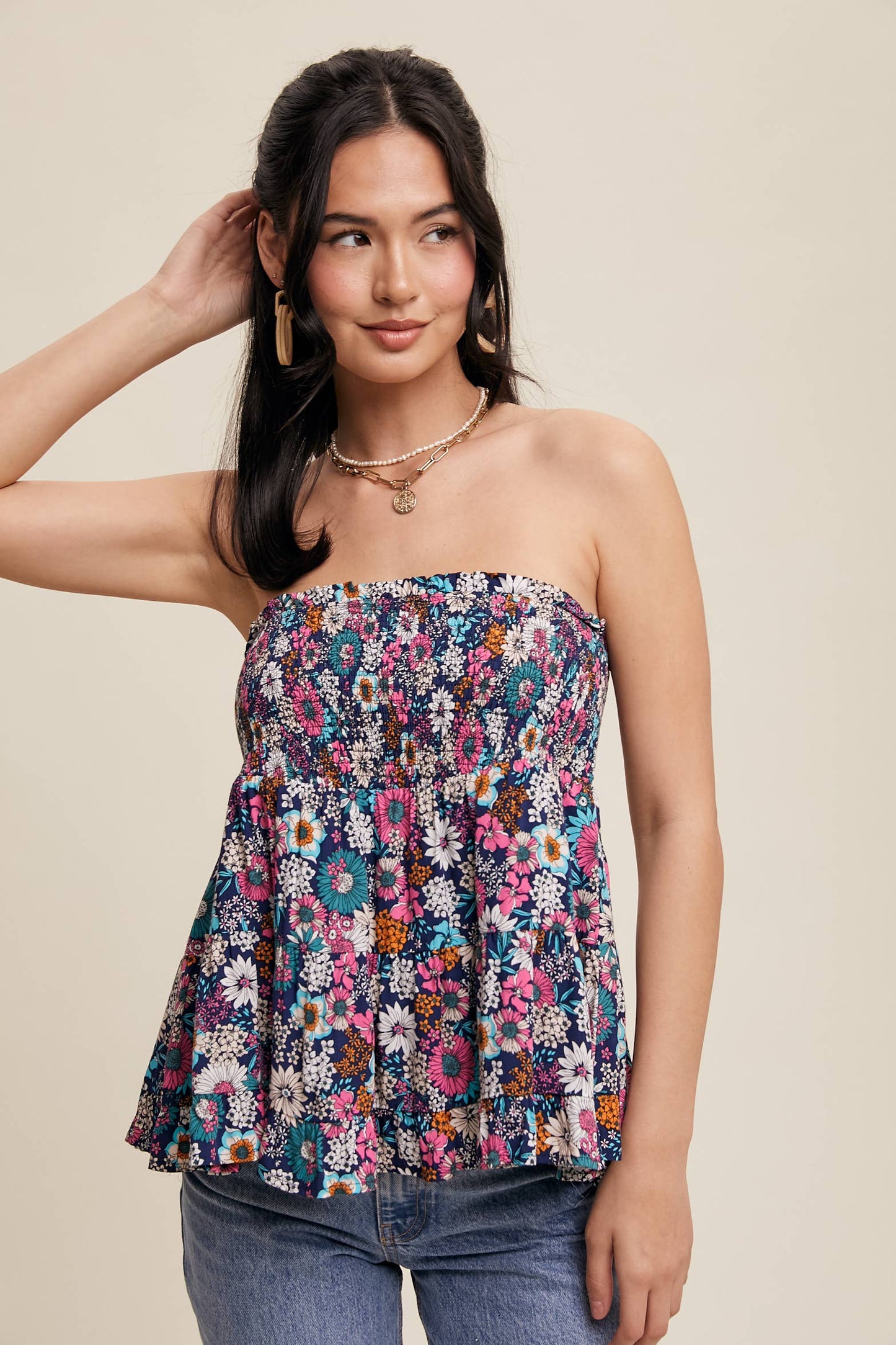 Floral Shirred Convertible Top or Skirt