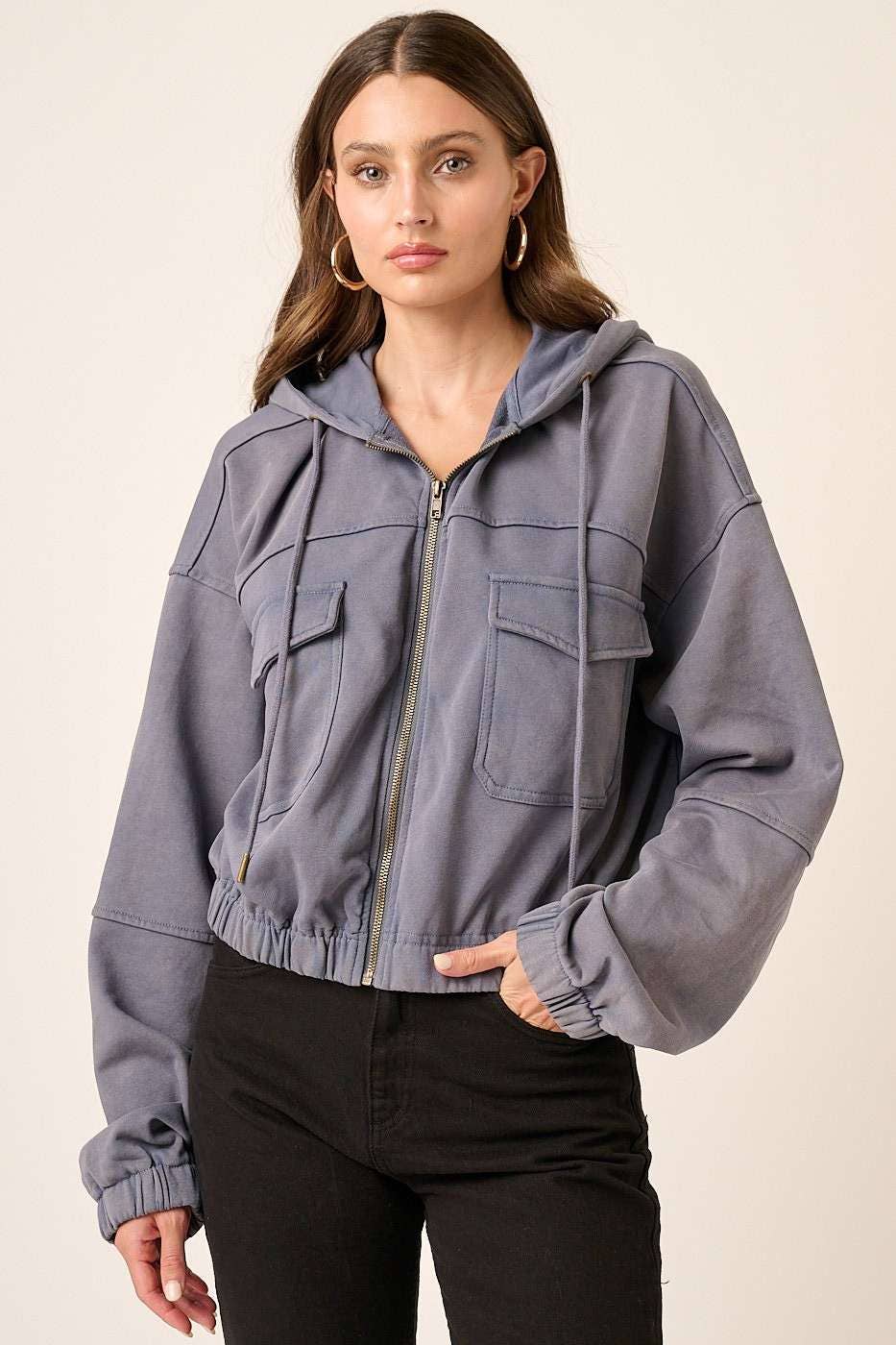 Leah-Washed French Terry Knit Jacket