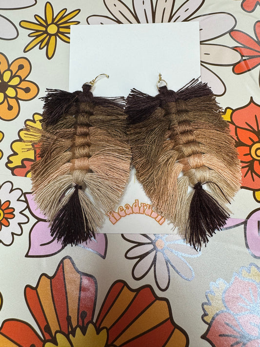 The Naturalist-Brown Toned Feather Dangle Earrings