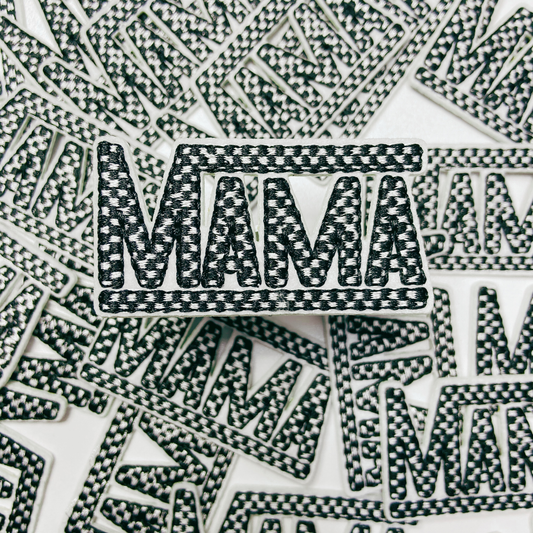 2 1/4" small Checkered Mama in Black & White  -  Embroidered Hat Patch