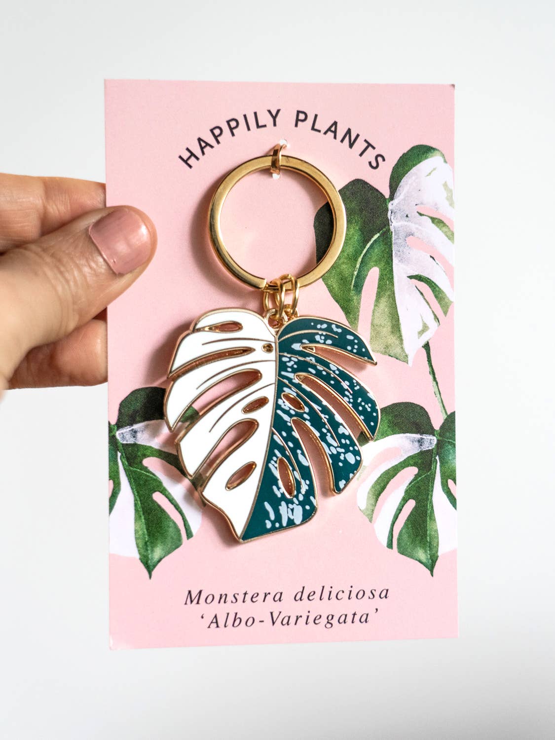 Monstera Albo Keychain & Bag Charm, Plant Keychain Gifts