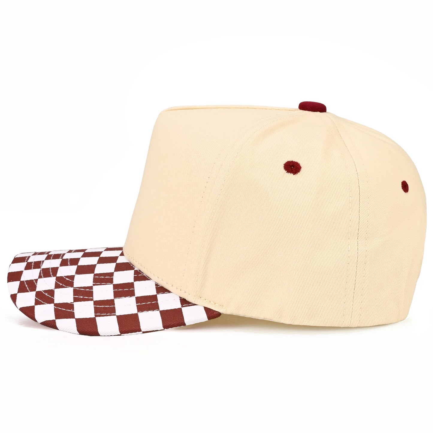 C.C Check Board Pattern Print Two Tone Canvas Trucker Hat