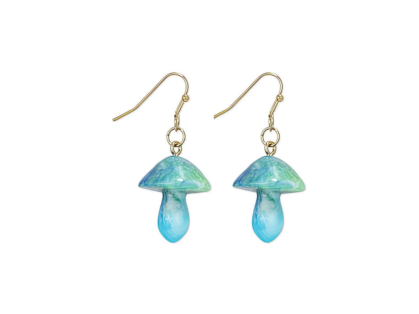 Sky Blue Marbled Mushroom Earring