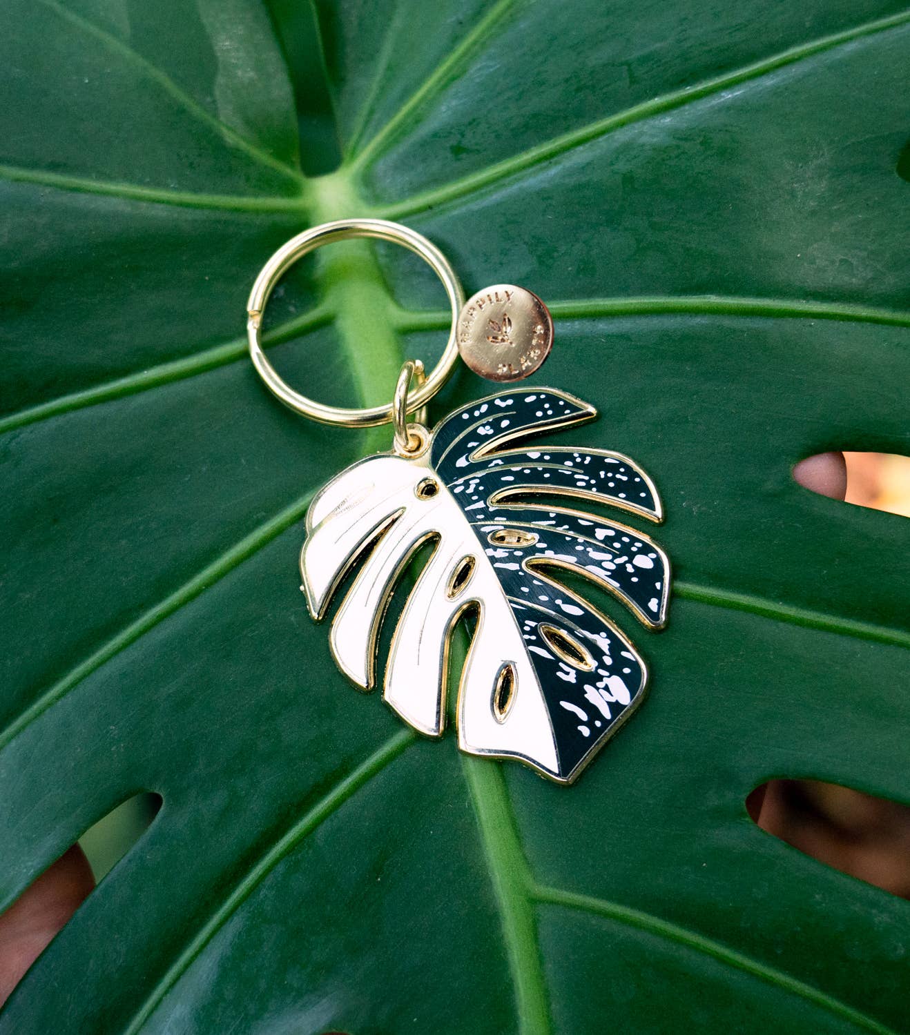 Monstera Albo Keychain & Bag Charm, Plant Keychain Gifts