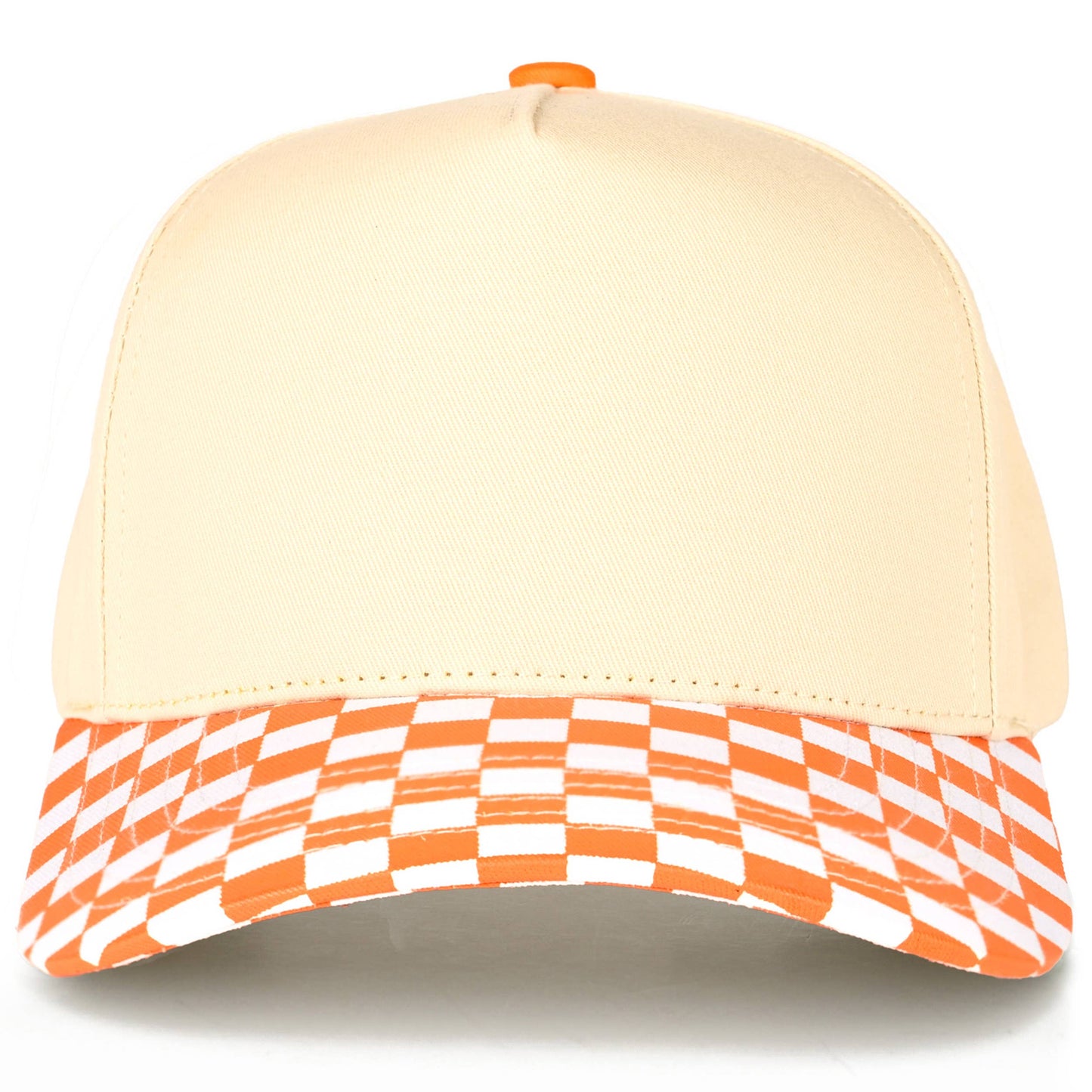C.C Check Board Pattern Print Two Tone Canvas Trucker Hat