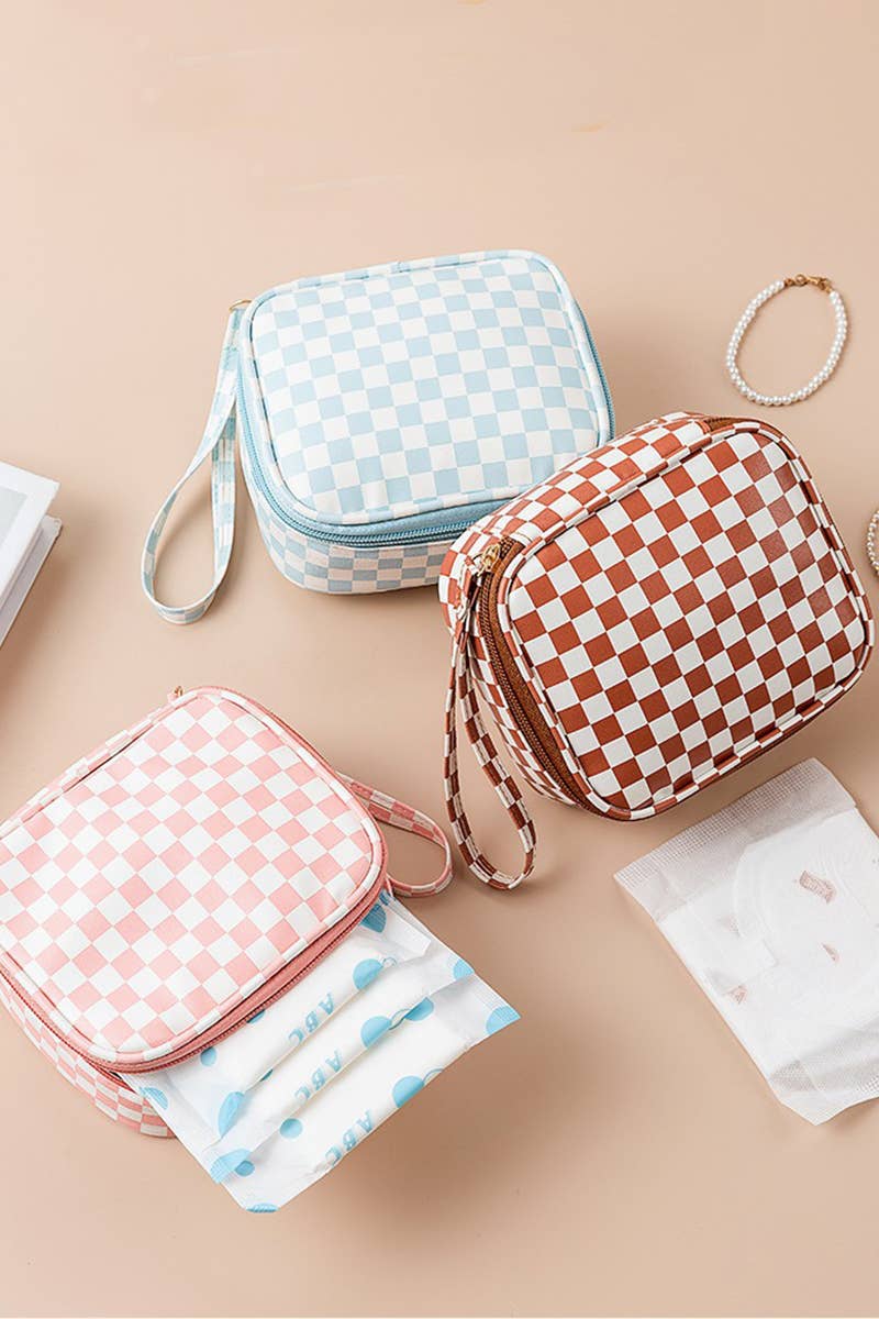 Danni-Checkered Cosmetic Makeup Travel Case