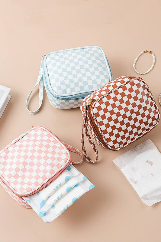 Danni-Checkered Cosmetic Makeup Travel Case