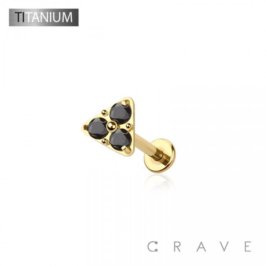 Triangle Gemstone Threadless Push In Body Jewelry Ring