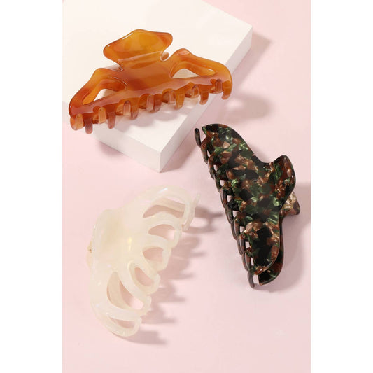 Acetate Assorted Jaw Hair Clip Set: MULTI