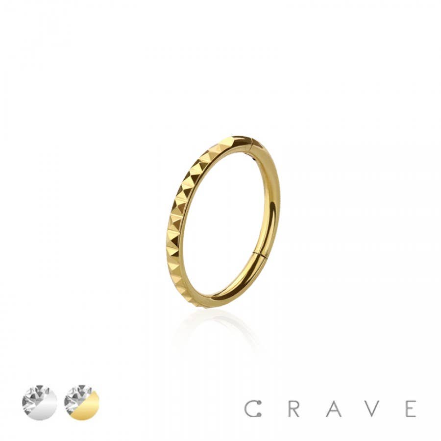 316L SURGICAL STEEL HINGED SEGMENT SPIKE DENT CLICKER HOOP