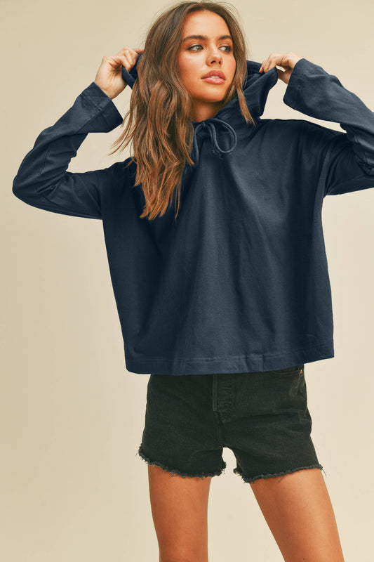 Blank Long Sleeve Hooded T-Shirt