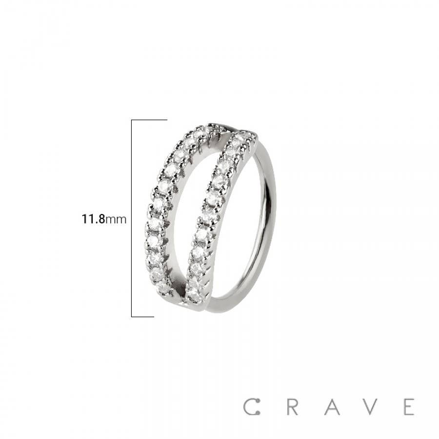Double Line Gemstone Segment Hoop Nose/Body Jewelry Ring