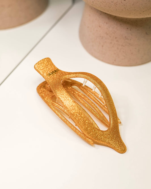 Gold Glitter Wide Lay Flat Hair Clip