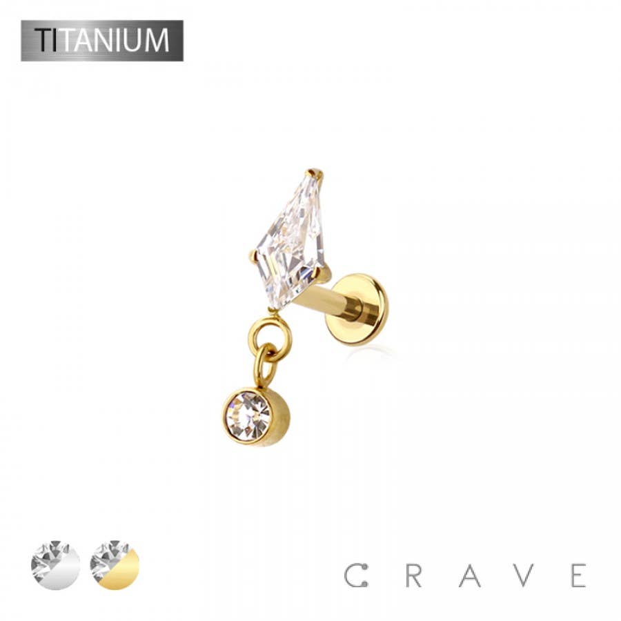 Gold Dangle Marquise Push In Ring-Body Jewelry