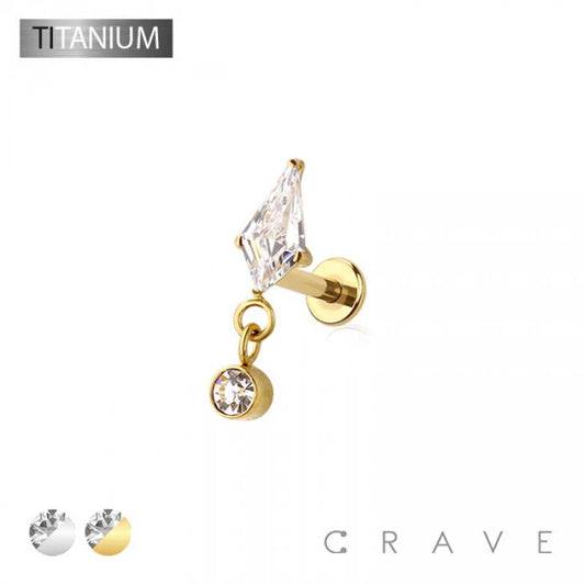 Gold Dangle Marquise Push In Ring-Body Jewelry