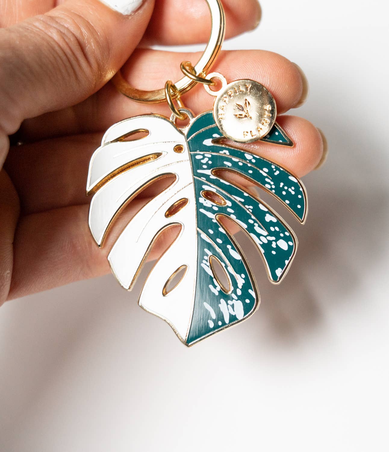 Monstera Albo Keychain & Bag Charm, Plant Keychain Gifts